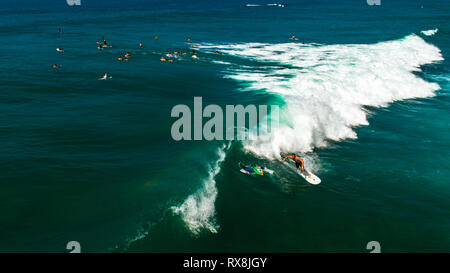 Antenne. Surfer. Hikkaduwa, Sri Lanka. Stockfoto