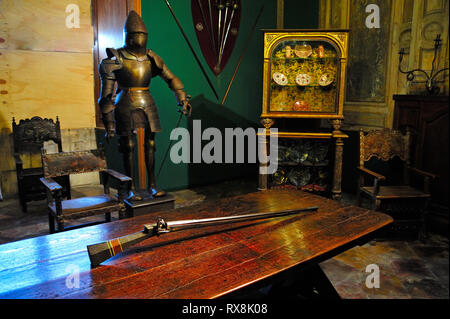 Salle d'armes, Renaissance Gebäude, Chateau Bourdeilles, Bourdeilles, Dordogne, New Aquitaine, Frankreich Stockfoto