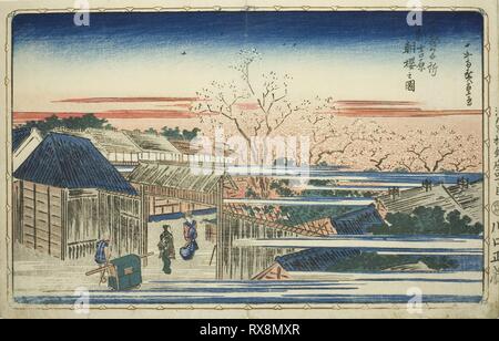 Blick auf Morgen Kirschblüten im Neuen Yoshiwara (Shin Yoshiwara asazakura nicht zu), aus der Serie "berühmten Blick auf die östlichen Capitol (Toto Meisho)". Utagawa Hiroshige?? ??; Japanisch, 1797-1858. Datum: 1826-1836. Abmessungen: 23,6 x 37,0 cm (9 5/16 x 14 9/16 in.). Farbe holzschnitt; Oban. Herkunft: Japan. Museum: Das Chicago Art Institute. Stockfoto