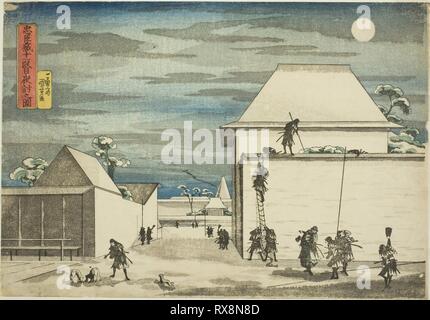 Akte 11: Die Nacht Angriff (youchi Juichidanme, keine zu), aus der Serie "Schatzkammer der Treuen Halter (chushingura)". Utagawa Kuniyoshi; Japanisch, 1797-1861. Datum: 1826-1837. Abmessungen: 26,1 x 37,8 cm (10 1/4 x 14 7/8 in.). Farbe holzschnitt; Oban. Herkunft: Japan. Museum: Das Chicago Art Institute. Stockfoto
