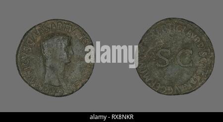Als (Münze) porträtiert Germanicus. Roman, in Rom geprägt. Datum: 50 AD-54 AD. Abmessungen: Durchm. 2,9 cm; 9,82 g. Bronze. Herkunft: Römische Reich. Museum: Das Chicago Art Institute. Thema: Alte römische. Stockfoto