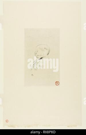 Porträt eines Menschen. Henri de Toulouse-Lautrec; Französisch, 1864-1901. Datum: 1898. Abmessungen: 170 × 106 mm (Bild/Platte); 370 × 231 mm (Blatt). Drypoint aus einer Zinkplatte auf Creme des Japanischen Papier. Herkunft: Frankreich. Museum: Das Chicago Art Institute. Stockfoto