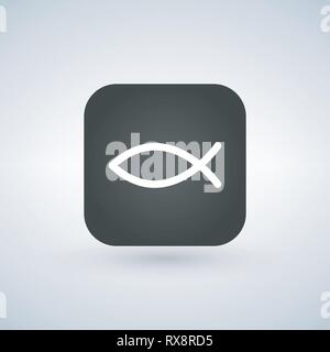 Christliche Fisch-symbol auf app Taste, Vector Illustration Stock Vektor