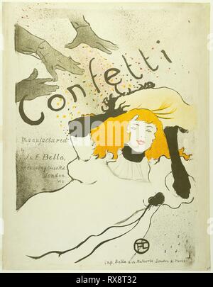 Konfetti. Henri de Toulouse-Lautrec; Französisch, 1864-1901. Datum: 1894. Abmessungen: 573 × 393 mm (Bild); 573 × 447 mm (Blatt). Farblithographie auf Creme webte Papier. Herkunft: Frankreich. Museum: Das Chicago Art Institute. Stockfoto