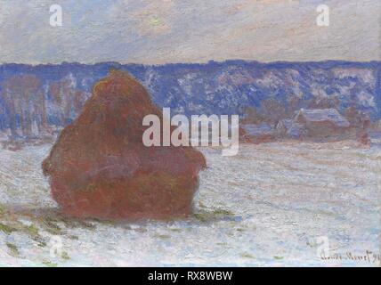 Stapel von Weizen (Schnee Effekt, bewölkten Tag). Claude Monet; Französisch, 1840-1926. Datum: 1890-1891. Abmessungen: 66 × 93 cm (26 x 36 5/8 in.). Öl auf Leinwand. Herkunft: Frankreich. Museum: Das Chicago Art Institute. Stockfoto