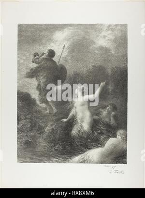 Götterdämmerung: Siegfried und die Rheintöchter. Henri Fantin-Latour; Französisch, 1836-1904. Datum: 1898. Abmessungen: 476 × 377 mm (Bild); 635 × 488 mm (Blatt). Lithographie in Schwarz auf Elfenbein China Papier legte sich auf Elfenbein webte Papier. Herkunft: Frankreich. Museum: Das Chicago Art Institute. Stockfoto