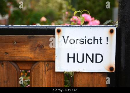 Vorsicht Hund Stockfoto