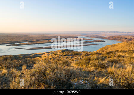 Die einzige frei fließenden Teil des Columbia River im Osten Washington in der Nähe von Hanford Reach, USA. Stockfoto