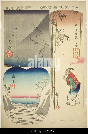 Yoshiwara Kambara, Hara, und, nein. 4 Aus der Serie "Ausschnitte der 53 Stationen (Gojusan tsugi harimaze)". Utagawa Hiroshige?? ??; Japanisch, 1797-1858. Datum: 1852. Abmessungen: 37,3 x 25 cm (14 5/8 x 9 7/8 in.). Farbe holzschnitt; Oban, harimaze. Herkunft: Japan. Museum: Das Chicago Art Institute. Stockfoto