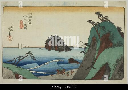 In shichirigahama Sagami Provinz (soshu Shichirigahama), aus der Serie "Berühmte Orte von Japan (Honcho Meisho)". Utagawa Hiroshige?? ??; Japanisch, 1797-1858. Datum: 1832-1844. Abmessungen: 23,3 x 35,9 cm (9 3/16 x 14 1/18 in.). Farbe holzschnitt; Oban. Herkunft: Japan. Museum: Das Chicago Art Institute. Stockfoto