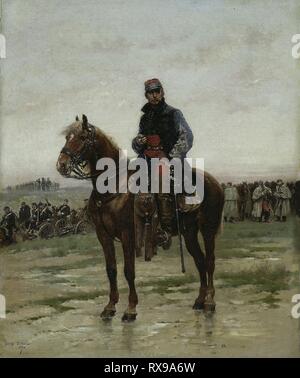 Eine montierte Officer. Jean Baptiste Edouard Detaille; Französisch, 1848-1912. Datum: 1877. Abmessungen: 46,5 x 38,2 cm (19 1/4 x 15 in.). Öl auf Leinwand. Herkunft: Frankreich. Museum: Das Chicago Art Institute. Stockfoto