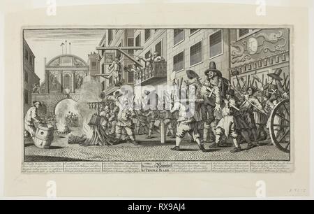 Die sterze im Temple Bar, Platte elf von hudibras Brennen. William Hogarth; Englisch, 1697-1764. Datum: 1725-1726. Abmessungen: 245 × 495 mm (Bild); 272 × 505 mm (Platte); 274 × 509 mm (Primary Support); 360 × 568 mm (sekundäre) unterstützen. Gravur in Schwarz auf Creme Bütten Flanke auf Creme webte Papier montiert. Herkunft: England. Museum: Das Chicago Art Institute. Stockfoto