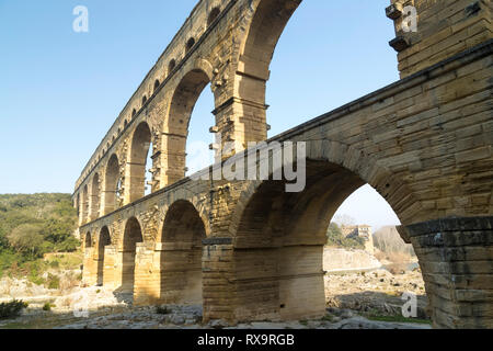 Pont du Gard, der römischen Aquädukt in der Region Gard in der Provence, Frankreich. Stockfoto