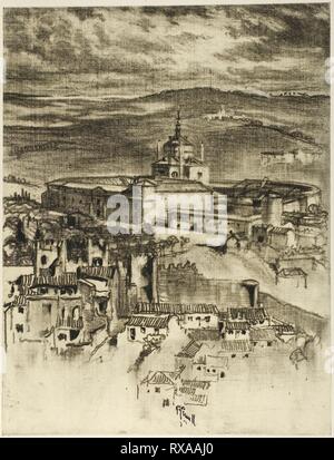 Das hospiz von Saint John, Toledo. Joseph Pennell; American, 1857-1926. Datum: 1903. Abmessungen: 283 x 217 mm. Anthrazit mit stumping und löschen, die auf Creme webte Papier geölt, Perimeter, montiert auf Off-white Zellstoff Laminat. Herkunft: USA. Museum: Das Chicago Art Institute. Stockfoto