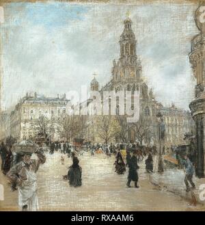 Place de la Trinité, Paris. Jean François Raffaëlli; Französisch, 1850-1924. Datum: 1886. Abmessungen: 73,7 x 71,7 cm. (29×28 cm). Öl auf Leinwand. Herkunft: Frankreich. Museum: Das Chicago Art Institute. Autor: Jean-François Rafaëlli. Stockfoto