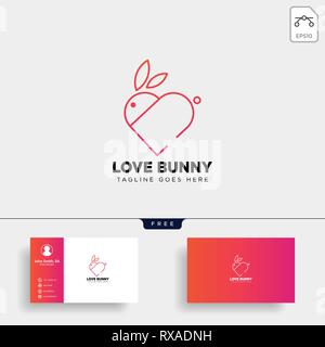 Kaninchen oder Hase Liebe Tier line Art Style Logo Vorlage Vektor icon Stock Vektor