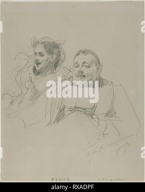 Herr und Frau Raymond Johnson. Anders Zorn; Schwedisch, 1860-1920. Datum: 1893. Abmessungen: 319 x 254 mm. Graphit, mit einem Hauch von löschen, auf grau Holz- und Zellstoff Laminat. Herkunft: Schweden. Museum: Das Chicago Art Institute. Stockfoto