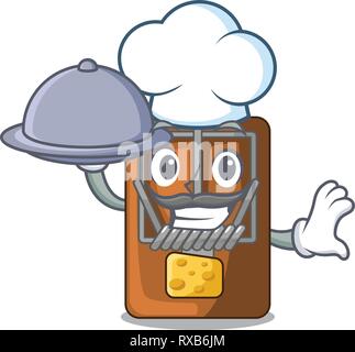 Koch mit Essen Mausefalle isoliert mit in der Karikatur Stock Vektor