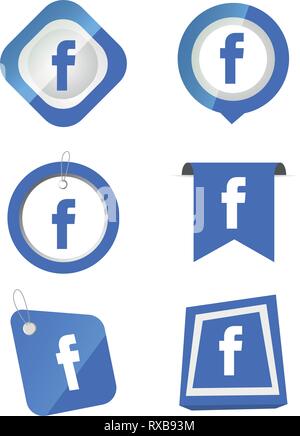 Facebook Social Media icons Logo Vektor Illustrator Hintergrund, Facebook, Instagram, Twitter, whatsapp, Set, Netzwerk einrichten, Stock Vektor