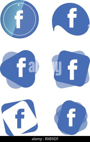 Facebook Social Media icons Logo Vektor Illustrator Hintergrund, Facebook, Instagram, Twitter, whatsapp, Set, Netzwerk einrichten, Stock Vektor
