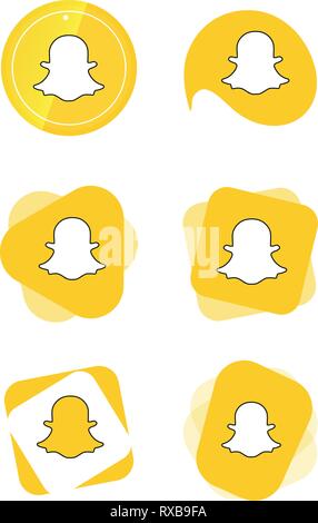 Snapchat Snap Social Media icons Logo Vektor Illustrator Hintergrund, Medien, Symbol, snapchat, Facebook, Instagram, Twitter, whatsapp, Set, Netzwerk einrichten, Stock Vektor