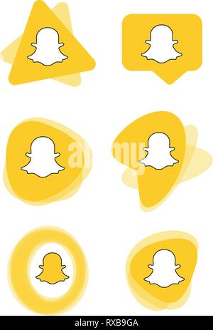 Snapchat Snap Social Media icons Logo Vektor Illustrator Hintergrund, Medien, Symbol, snapchat, Facebook, Instagram, Twitter, whatsapp, Set, Netzwerk einrichten, Stock Vektor