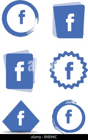 Facebook Social Media icons Logo Vektor Illustrator Hintergrund, Facebook, Instagram, Twitter, whatsapp, Set, Netzwerk einrichten, Stock Vektor