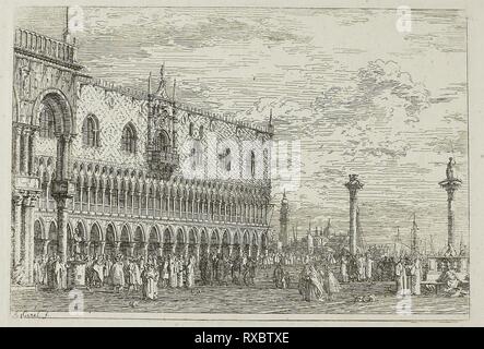 La Piera del Band V, von der Vedute. Canaletto; Italienisch, 1697-1768. Datum: 1735-1744. Abmessungen: 140 x 209 mm (Bild); 144 x 210 mm (Platte); 433 x 581 mm (Blatt). Ätzen in Schwarz auf Elfenbein Bütten. Herkunft: Italien. Museum: Das Chicago Art Institute. Stockfoto