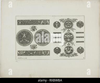 Platte 8, von Buch des Ornaments. Simon Gribelin II; Französisch, 1661-1733. Datum: 1704. Abmessungen: 133 × 206 mm (Bild/Platte); 232 × 295 mm (Blatt). Gravur auf Papier. Herkunft: Frankreich. Museum: Das Chicago Art Institute. Stockfoto