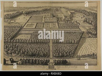 Maddingley, Platte 57 aus Britannia Illustrata. Jan Kip (Niederländisch, C. 1653-1722); nach Leonard Knyff (Niederländisch, 1650-1721); veröffentlicht von David Mortier (Französisch, 1673-1728). Datum: 1707. Abmessungen: 322 x 475 mm (Bild); 351 x 480 mm (Platte); 356 x 508 mm (Blatt). Radierung, mit Gravur, in Schwarz auf Creme Bütten. Herkunft: Niederlande. Museum: Das Chicago Art Institute. Autor: Johannes Kip. Stockfoto