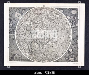 1849 Bilder Astronomie Drucken der Oberfläche des Mondes und seiner Krater Stockfoto