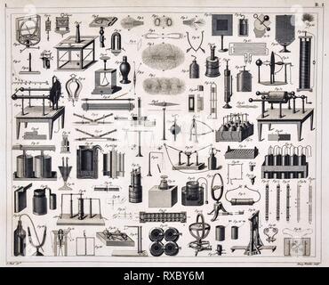 1849 Bilder Atlas Karte Drucken von Laborgeräten für magnetische und elektrische Experimente Stockfoto