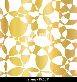 Abstrakter Hintergrund aus Goldfolie. Sich schneidende Kreise nahtloses Vektormuster. Moderne elegante Hintergrund goldene überlappende Kreise auf weiß. Design für Stock Vektor