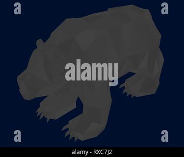 Grau polygonalen Bären auf einem dunkelblauen Hintergrund. 3D. Vector Illustration Stock Vektor