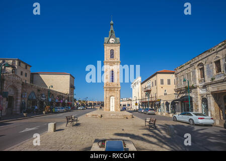 Jaffa Clock Tower an Yefet Street in der Nähe von Tel Aviv Stockfoto