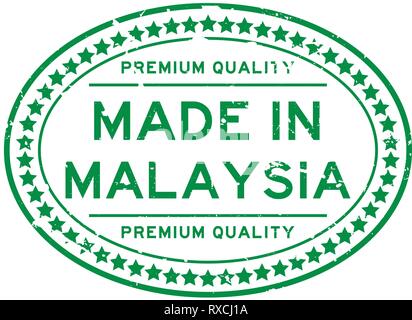 Grunge grün premiumq Qualität in Malaysia oval Gummidichtung business Stempel auf weißem Hintergrund Stock Vektor