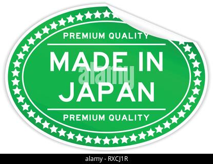 Premium Qualität in Japan Grün oval Dichtung Aufkleber auf weißem Hintergrund Stock Vektor