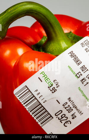 Gemüse mit Preis, ohne individuelle Verpackung, Supermarkt aus dem Gemüse, Stockfoto