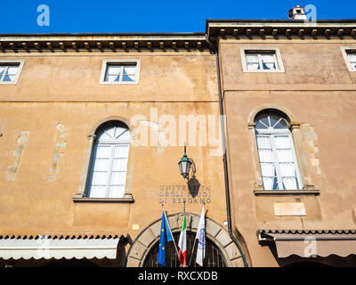 BERGAMO, Italien - 19 Februar 2019: der Fakultät für Fremdsprachen der Universität von Bergamo in der Ex-Palast der Venezianischen Gouverneur Palazzo de Stockfoto