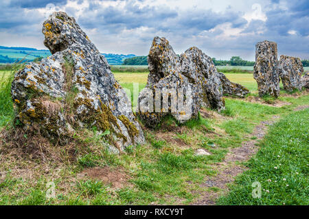 King's Men Stone Circle, Rollright Stones, Oxfordshire, UK Stockfoto