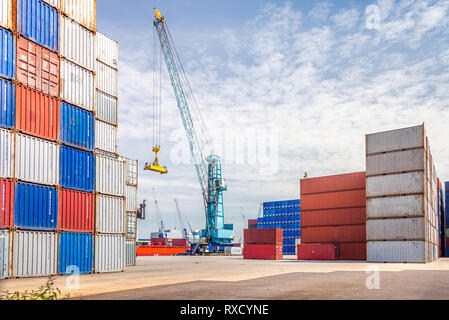 Kran am Containerhafen, Rotterdam, Niederlande Stockfoto