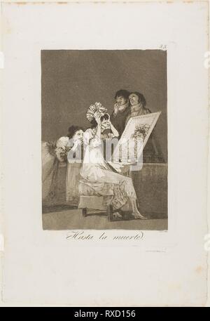 Bis zum Tod, Platte 55 aus Los Caprichos. Francisco José de Goya y Lucientes; Spanisch, 1746-1828. Datum: 1797-1799. Abmessungen: 190 x 132 mm (Bild); 215 x 150 mm (Platte); 320 x 218 mm (Blatt). Ätzen, brüniert Aquatinta und Kaltnadel auf Elfenbein Bütten. Herkunft: Spanien. Museum: Das Chicago Art Institute. Stockfoto
