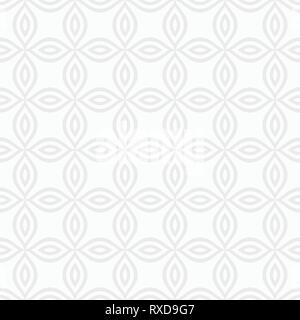 Zusammenfassung nahtlose Muster. Stilisierten Blumen von vier Blütenblätter. Weiße und graue geometrische Struktur. Regelmäßig wiederkehrende geometrische Verzierung. Stock Vektor
