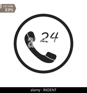 Auf das Symbol "Telefon" Vektor logo Vorlage flat, Call Center 24 Stunden Symbol in trendigen Eps 10. Stock Vektor