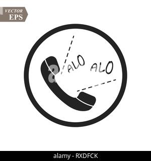 Tel. alo Symbol in trendigen Flat Style auf grauem Hintergrund. Symbol auf dem Hörer mit Wellen. Telefon Symbol für ihr Design, Logo, UI. Vektor Lllustrat Stock Vektor