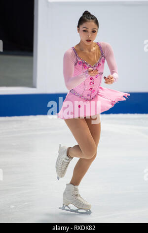 Yi Christy Leung von Hong Kong während der ISU-Junioren Meisterschaften 2019, Junior Damen Kurzprogramm im Dom Sportova in Zagreb, Kroatien, und am 8. März 2019. Credit: Enrico Calderoni/LBA SPORT/Alamy leben Nachrichten Stockfoto