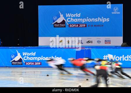 Sofia, Bulgarien. 08 März, 2019.ISU Short Track Wm am 8. März 2019 in der Arena Armeec in Sofia. Credit: Soenar Chamid/LBA/Alamy leben Nachrichten Stockfoto