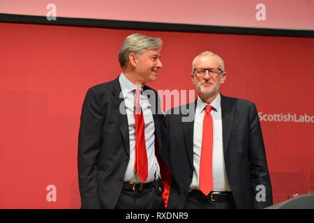 Dundee, Großbritannien. 9 Mär, 2019. Schottische Labour-vorsitzende, Richard Leonard MSP gibt seine Grundsatzrede auf der Konferenz in Caird Hall, Dundee. Credit: Colin Fisher/Alamy leben Nachrichten Stockfoto