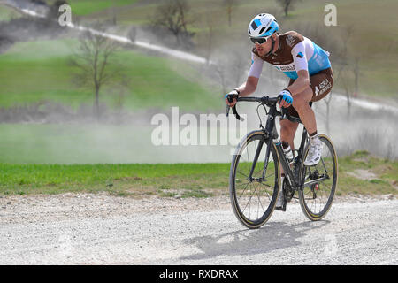 Siena, Italien. 09 Mär, 2019. Foto LaPresse - Fabio Ferrari 09 Marzo 2019 Siena (Italia) Sport Ciclismo Strade Bianche 2019 - Gara uomini - da Siena ein Siena - 184 km (114,3 Miglia) Nella Foto: durante la Gara. Foto LaPresse - Fabio Ferrari, 09. März 2019 Siena (Italien) Sport Radfahren Strade Bianche 2018 - Männer rennen - von Siena Siena - 184 km (114,3 km) In den pic: Während des Rennens. Stockfoto