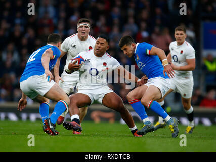 London, England, UK., 9. März 2019 Billy Vunipola von England während der Guinness 6 Nationen Rugby-Spiel zwischen England und Italien in Twickenham Stadion in Twickenham, England am 9. März 2019 Kredit Aktion Foto Sport Foto Credit: Action Sport / alamy Live News Credit: Aktion Foto Sport/Alamy leben Nachrichten Stockfoto